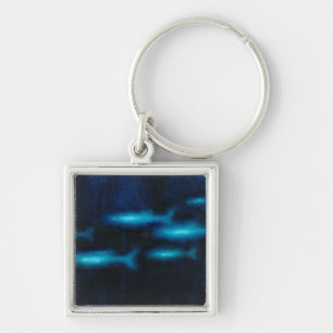 Blue Translucent Fish Silhouettes Keychain