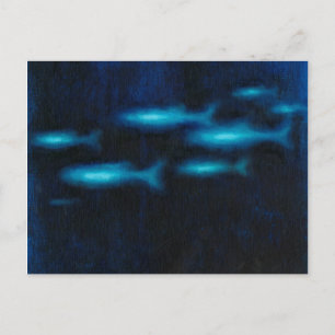 Blue Translucent Fish Silhouettes Postcard