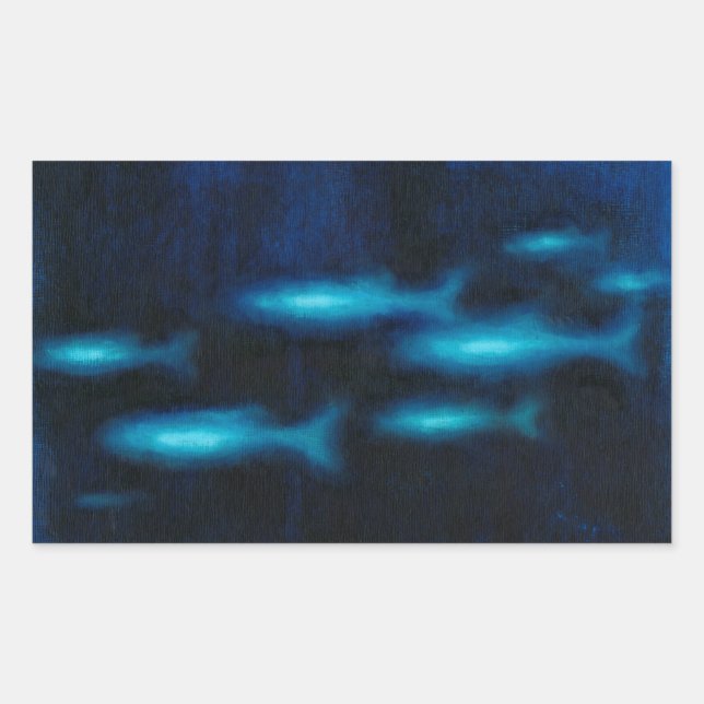 Blue Translucent Fish Silhouettes Sticker (Front)