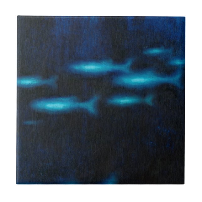 Blue Translucent Fish Silhouettes Tile (Front)