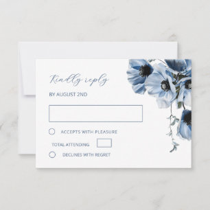 Blue Transparent Flower RSVP Card