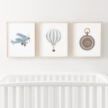 Blue Transportation Nursery Decor Biplane Compass<br><div class="desc">Add a finishing touch to your little one's space with this set of 3 transportation prints.</div>