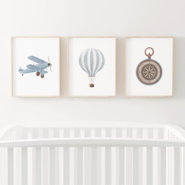 Blue Transportation Nursery Decor Biplane Compass (Creator Uploaded)