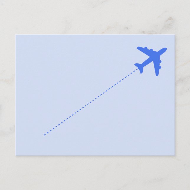 blue travel airplane with dotted line postcard (Front)