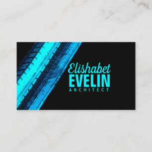 Blue Tread Paths on Black Canvas Business Card