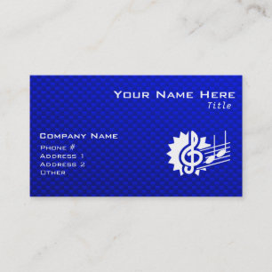 Blue Treble Clef; Music Notes Business Card