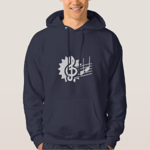Blue Treble Clef; Music Notes Hoodie