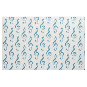Blue Treble Clef Pattern Fabric