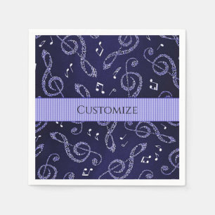 Blue Treble Clefs Stylish Personalize Napkins