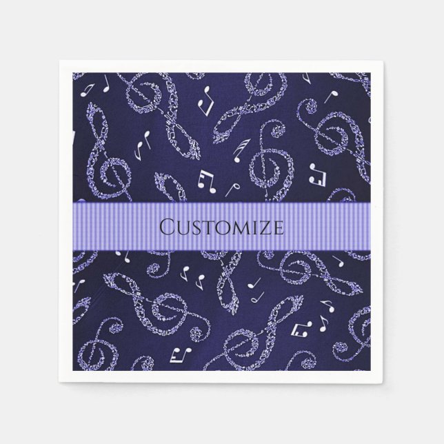 Blue Treble Clefs Stylish Personalize Napkins (Front)