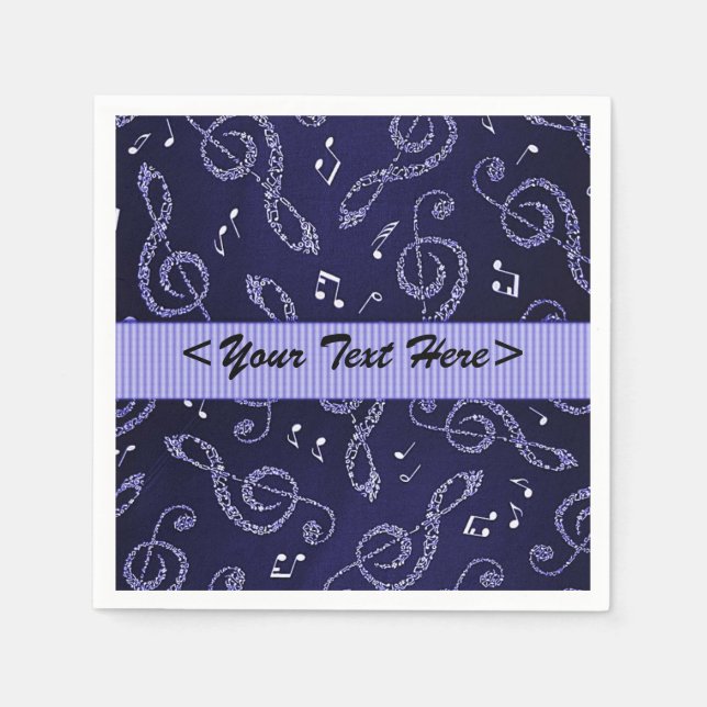Blue Treble Clefs Stylish Personalize Napkins (Front)