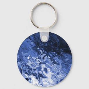 Blue Tree Abstract Keychain