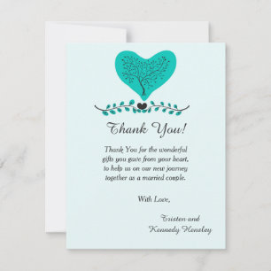 Blue Tree and Heart 4x5 Flat Thank You Card