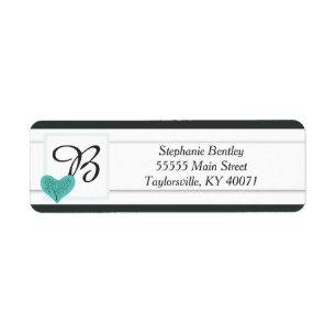 Blue Tree and Heart Return Address Label