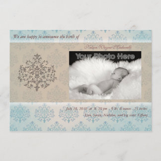 Blue tree baby boy birth announcement