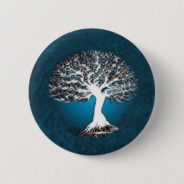 Blue Tree of Life 2 Inch Round Button (Front)