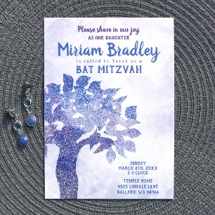 Blue Tree of Life Bat Mitzvah Invitation