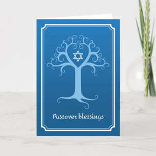 Blue tree of life passover blessings card