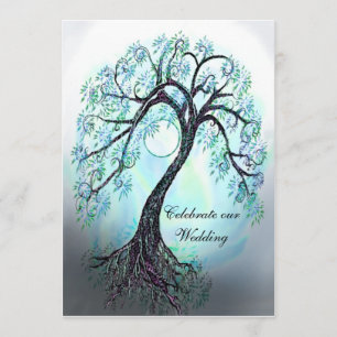Blue Tree of Life Wedding Invitation