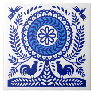 Blue Tree Polish Folk Tiles
