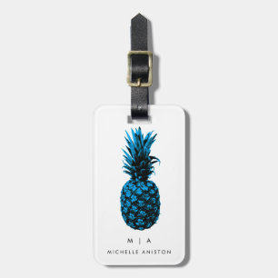 Blue Trendy pineapple   Monogram Custom       Luggage Tag