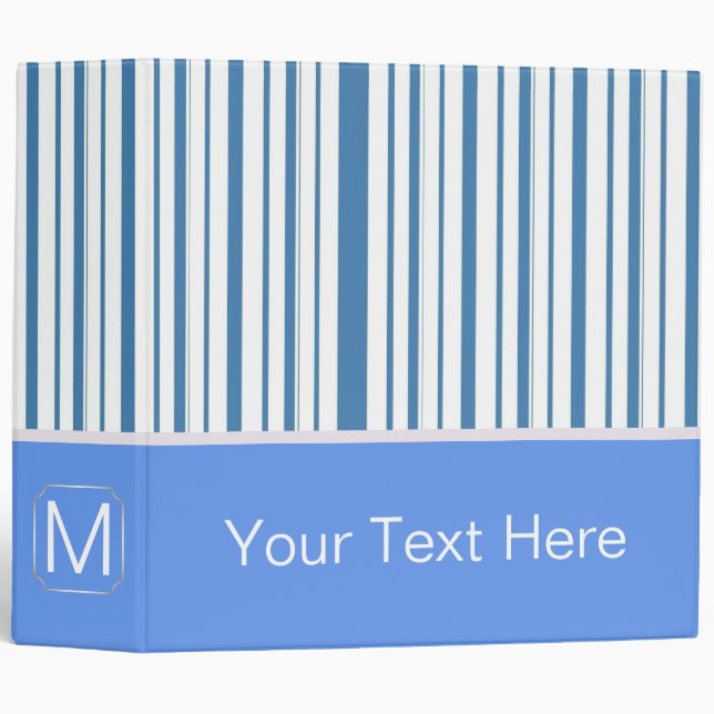 Blue Trendy Stripes Pattern Binder (Front/Spine)