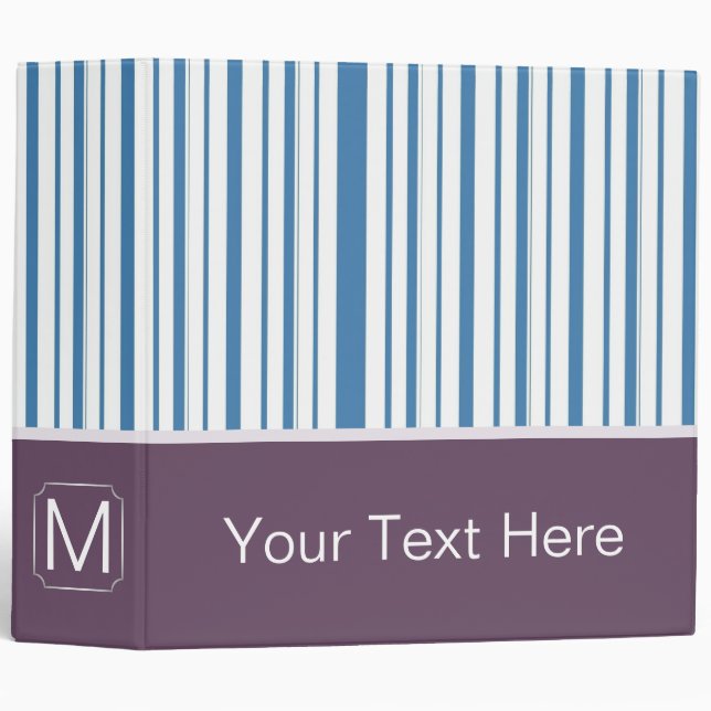 Blue Trendy Stripes Pattern Binder (Front/Spine)