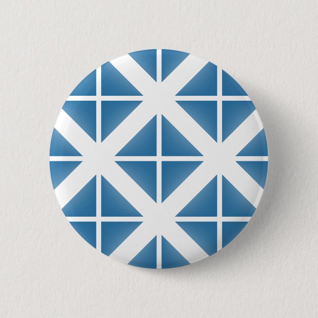 Blue Trendy Triangle Pattern 2 Inch Round Button (Front)