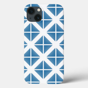 Blue Trendy Triangle Pattern iPhone 13 Case