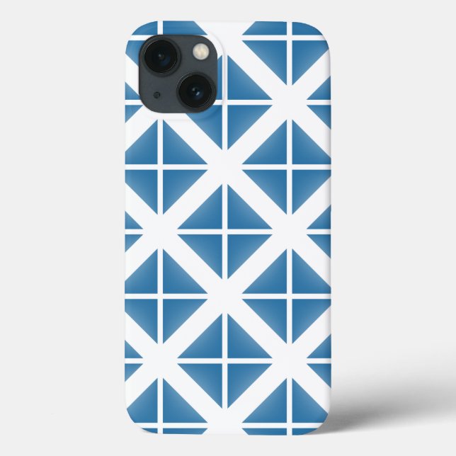 Blue Trendy Triangle Pattern Case-Mate iPhone Case (Back)