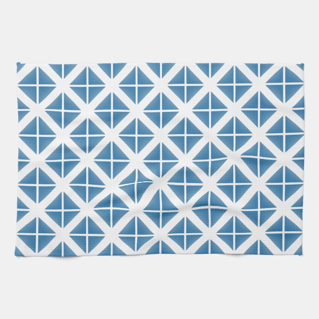 Blue Trendy Triangle Pattern Kitchen Towel (Horizontal)