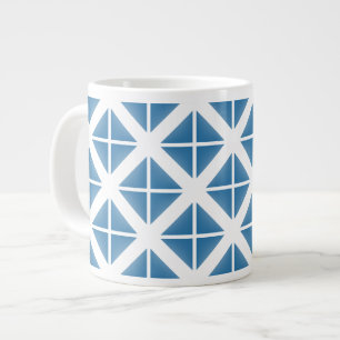 Blue Trendy Triangle Pattern Large Coffee Mug