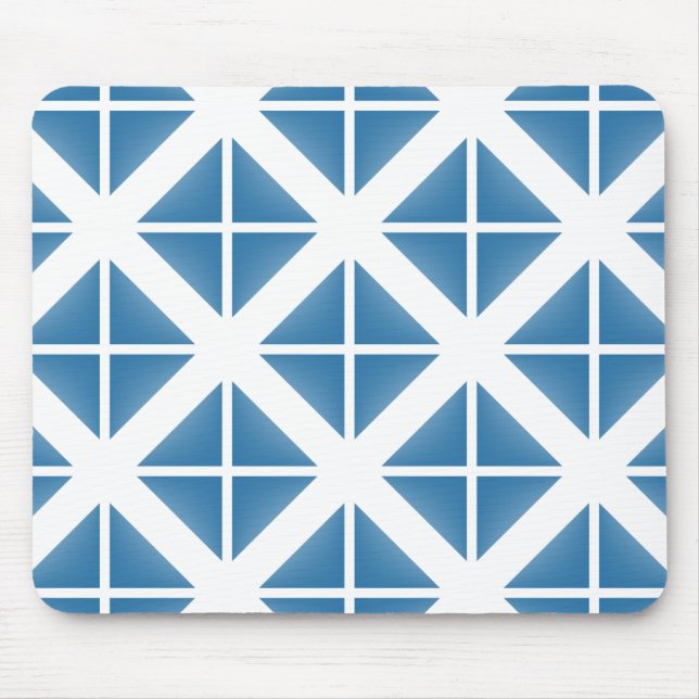 Blue Trendy Triangle Pattern Mouse Pad (Front)
