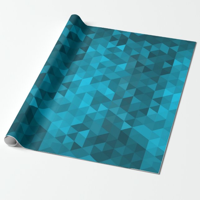 blue triangle background abstract pattern low poly wrapping paper (Unrolled)