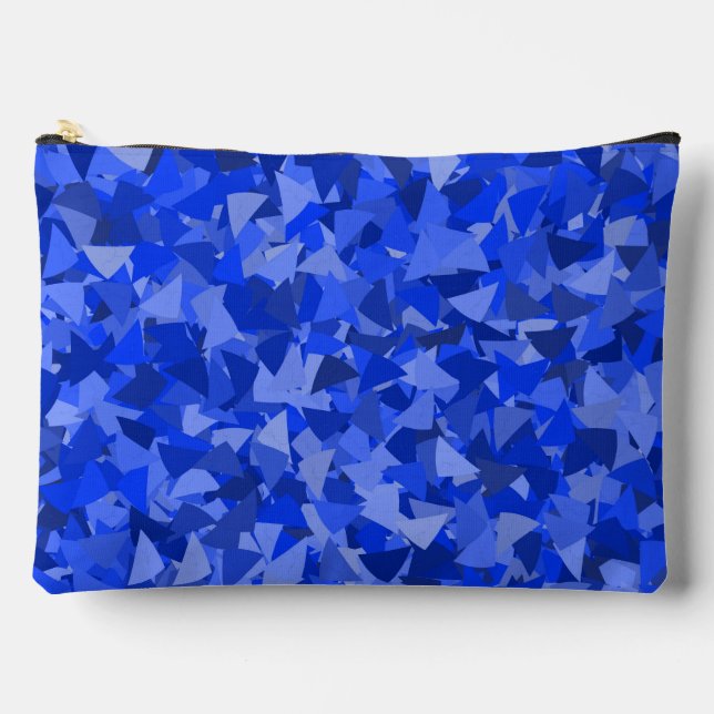 Blue Triangle Pattern Large Accessory Pouch (Front)