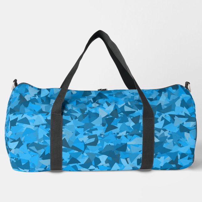 Blue Triangle Pattern Large Duffle Bag (Front)