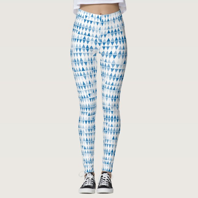 Blue triangle pattern leggings (Front)