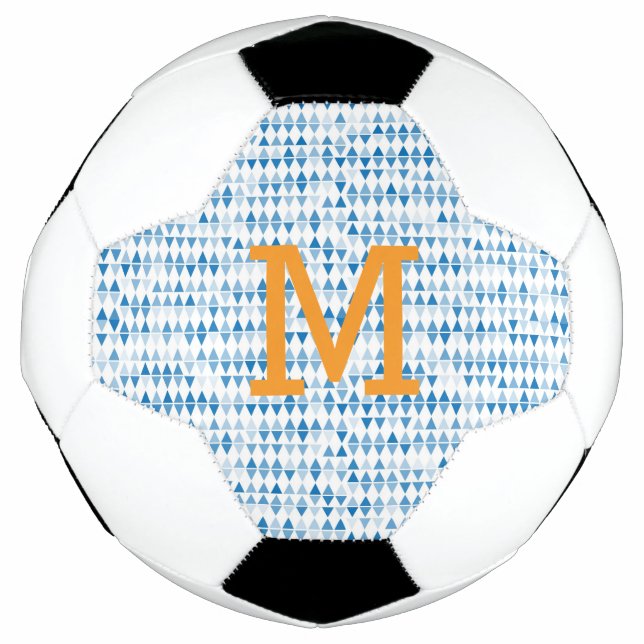 Blue Triangle Pattern Soccer Ball – Monogram (Front)