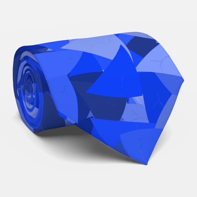 Blue Triangle Pattern Tie (Rolled)