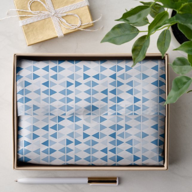 Blue Triangle Pattern Tissue Paper – Modern gift (Gift)
