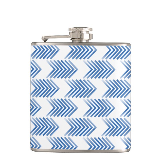 Blue Tribal Arrow Pattern Hip Flask (Front)
