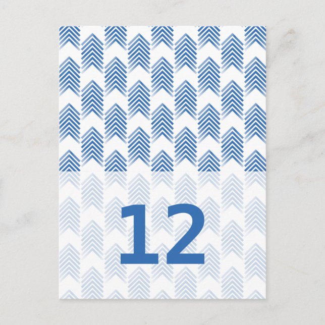 Blue Tribal Arrows Table Number Postcard (Front)