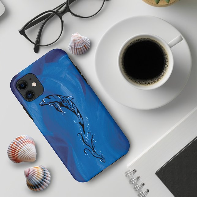 Blue Tribal Dolphin Case-Mate iPhone Case (Creator Uploaded)