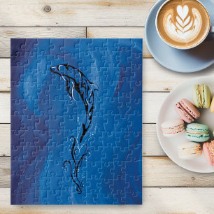 Blue Tribal Dolphin Jigsaw Puzzle