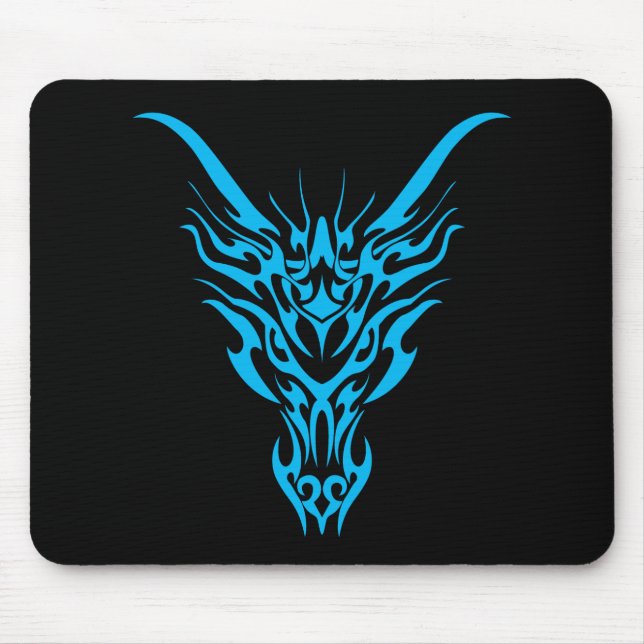 Blue Tribal Dragon Mousepad (Front)