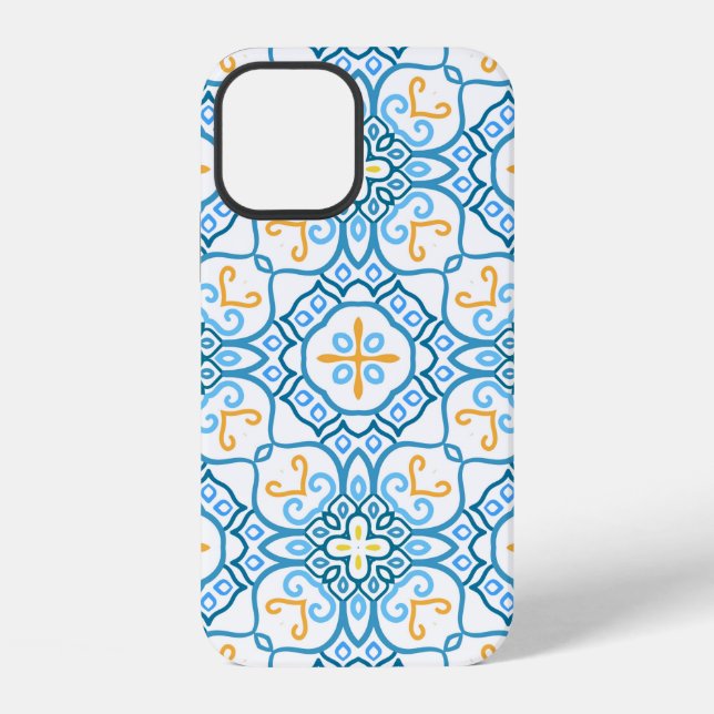 Blue tribal ethnic seamless pattern iPhone case (Back)