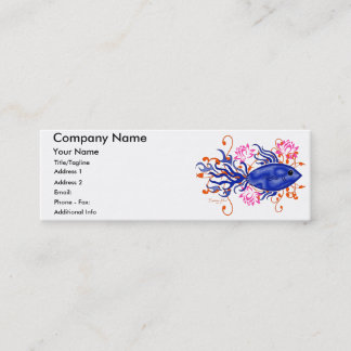 Blue Tribal Fish Mini Business Card