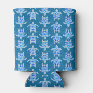 Blue Tribal Honu Sea Turtles Can Cooler
