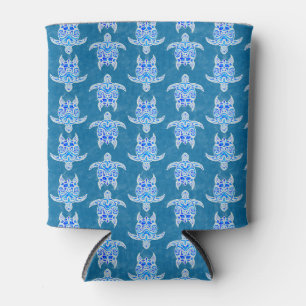 Blue Tribal Honu Sea Turtles Can Cooler