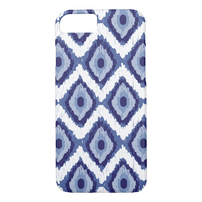 Blue Tribal Ikat Diamond White Chevron Case-Mate iPhone Case (Back)